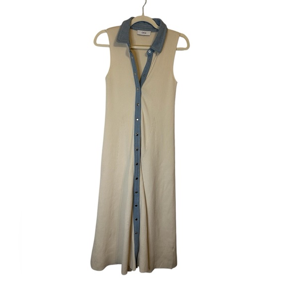 CeCe Rib Denim Trim Midi Shirtdress Size S - Picture 3 of 6